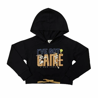 Girls cropped hoodie with elastic waist