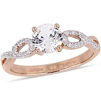 Miabella 1 Carat T.G.W. Created White Sapphire and 1/10 Carat T.W Diamond 10 K Rose Gold Infinity Engagement Ring