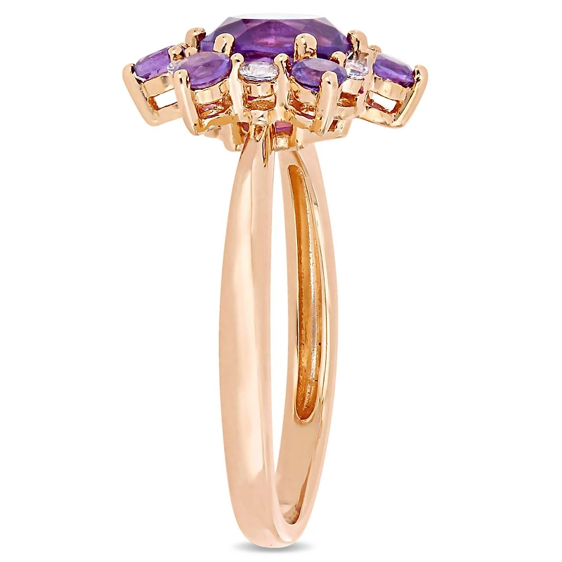 Tangelo 1-4/5 Carat T.G.W. Amethyst and White Topaz 10 K Rose Gold Star Ring
