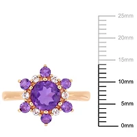Tangelo 1-4/5 Carat T.G.W. Amethyst and White Topaz 10 K Rose Gold Star Ring