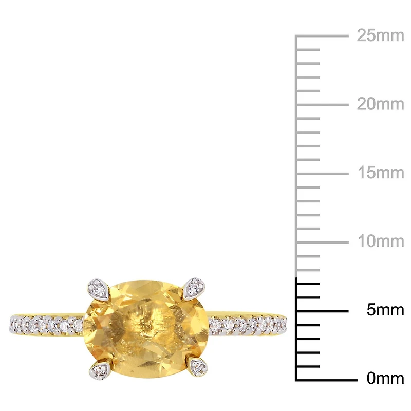 Bague de fiançailles Tangelo avec citrine 1-5/8 CT PBT et diamants 1/10 CT poids total en or jaune 10K