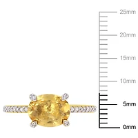 Bague de fiançailles Tangelo avec citrine 1-5/8 CT PBT et diamants 1/10 CT poids total en or jaune 10K