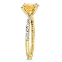 Bague de fiançailles Tangelo avec citrine 1-5/8 CT PBT et diamants 1/10 CT poids total en or jaune 10K