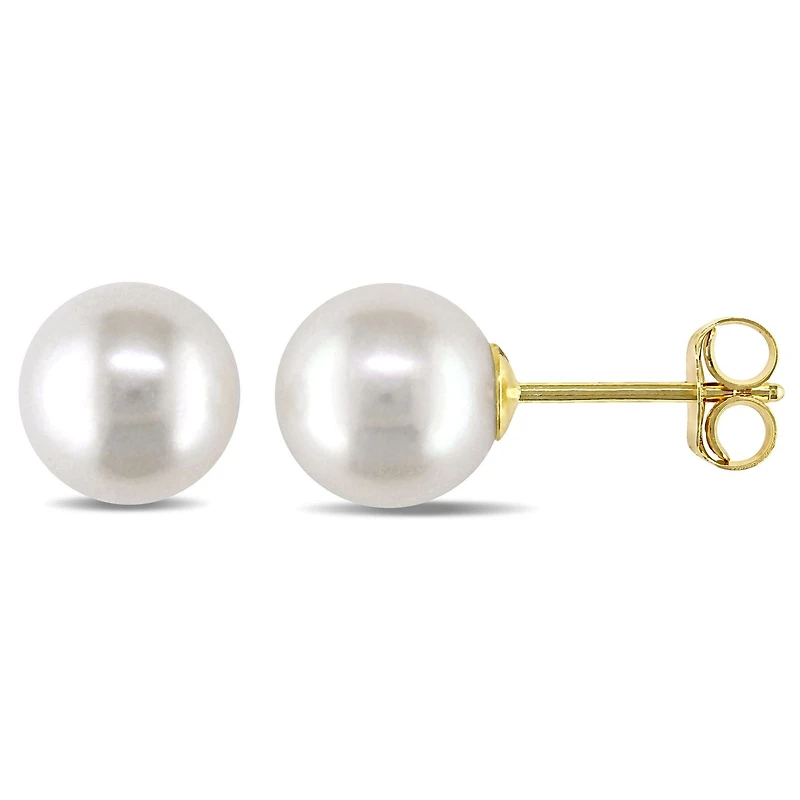 Miabella 7-7.5mm Cultured Freshwater Pearl 14 K Yellow Gold Stud Earrings