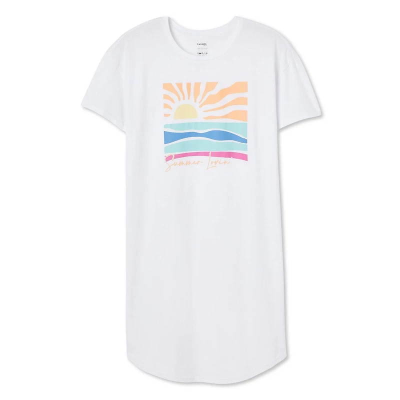 Chemise de nuit à encolure ras du cou George pour femmes