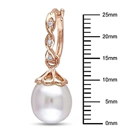 Boucles d'oreille Miabella avec perles cultivées d'eau douce 9-9,5mm et accents de diamants en or rosé 10K