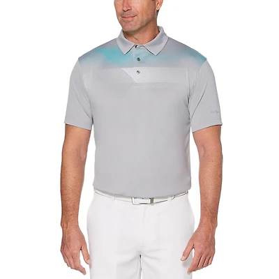 Men's Performance Short Sleeve Asymmetrical Printed Golf Polo Shirt