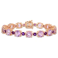 Tangelo 24-5/8 Carat T.G.W. Rose de France and Amethyst Rose Rhodium-Plated Sterling Silver Tennis Bracelet, 7.25"
