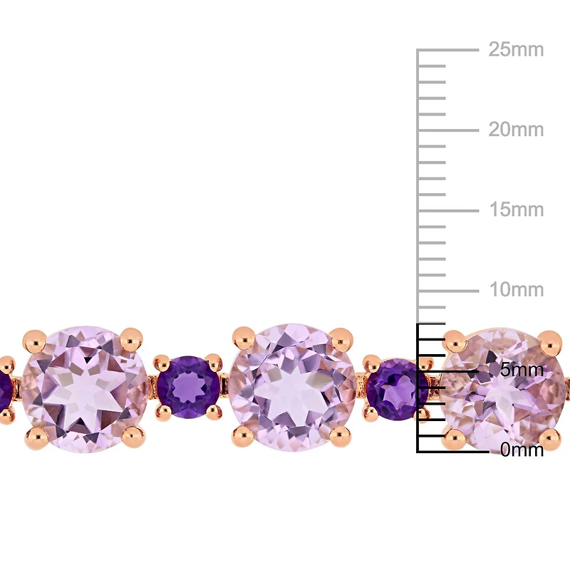 Tangelo 24-5/8 Carat T.G.W. Rose de France and Amethyst Rose Rhodium-Plated Sterling Silver Tennis Bracelet, 7.25"