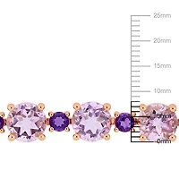 Tangelo 24-5/8 Carat T.G.W. Rose de France and Amethyst Rose Rhodium-Plated Sterling Silver Tennis Bracelet, 7.25"