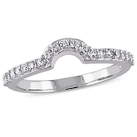 Bague de mariage contour courbée Miabella avec saphirs blancs synthétiques 2/5 Carat PBT en or blanc 10K