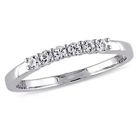 Bague d'anniversaire Miabella avec saphirs blancs synthétiques 1/3 CT PBT en or blanc 10K