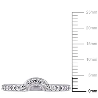 Bague de mariage contour courbée Miabella avec saphirs blancs synthétiques 2/5 Carat PBT en or blanc 10K
