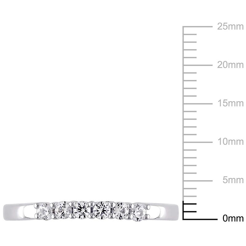 Bague d'anniversaire Miabella avec saphirs blancs synthétiques 1/3 CT PBT en or blanc 10K