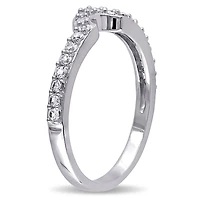 Bague de mariage contour courbée Miabella avec saphirs blancs synthétiques 2/5 Carat PBT en or blanc 10K