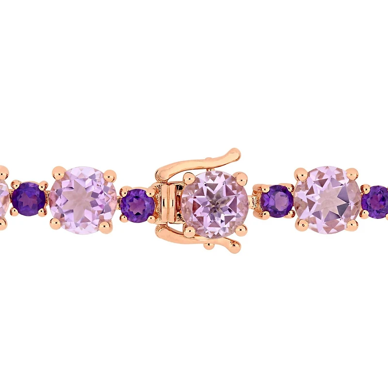 Tangelo 24-5/8 Carat T.G.W. Rose de France and Amethyst Rose Rhodium-Plated Sterling Silver Tennis Bracelet, 7.25"