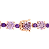 Tangelo 24-5/8 Carat T.G.W. Rose de France and Amethyst Rose Rhodium-Plated Sterling Silver Tennis Bracelet, 7.25"