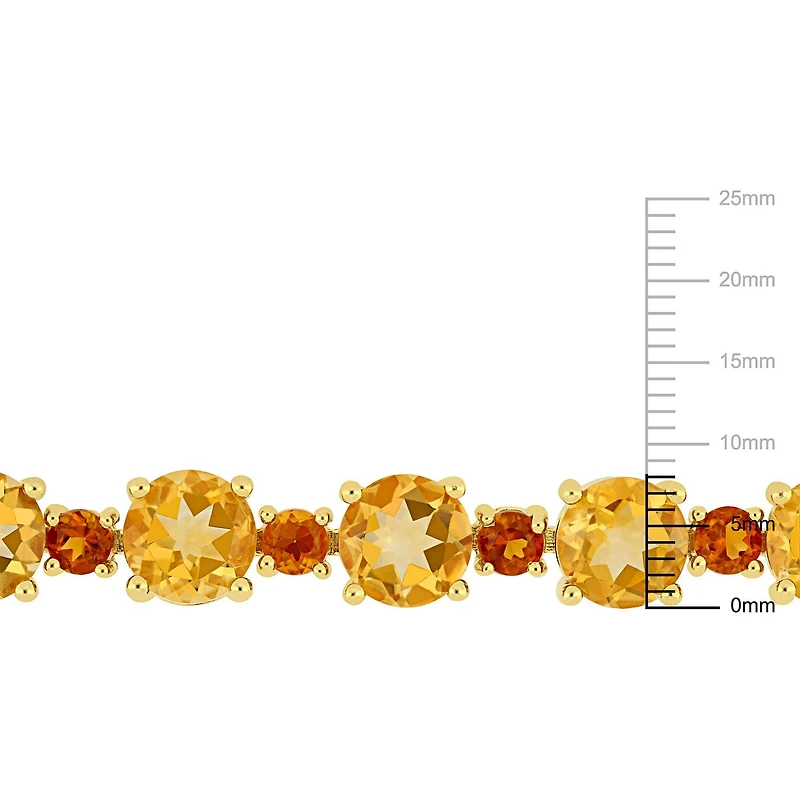 Bracelet tennis Tangelo avec citrines 29-3/8 CT PBT en argent sterling plaqué de rhodium jaune, 7,25 po