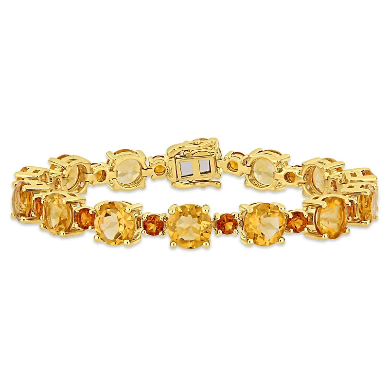 Bracelet tennis Tangelo avec citrines 29-3/8 CT PBT en argent sterling plaqué de rhodium jaune, 7,25 po