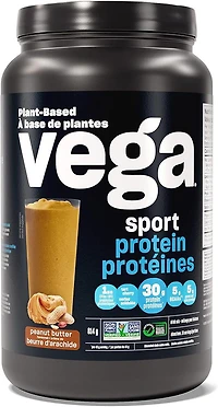 Vega Sport Protein - Poudre de protéines végétaliennes à base de plantes - Beurre de cacahuète - 814 g
