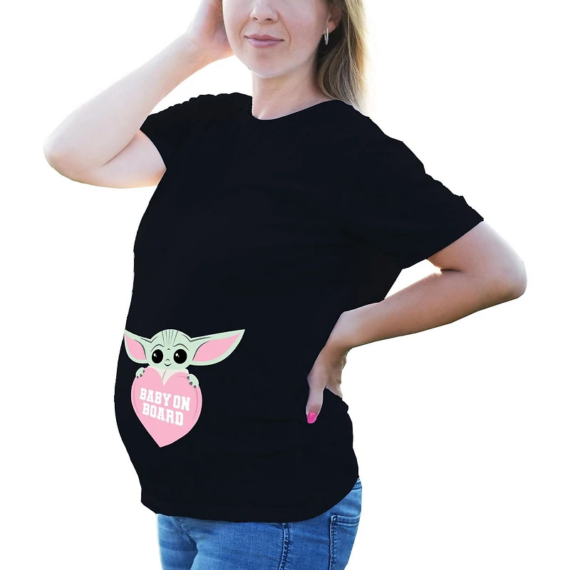 Haut à manches courtes Star Wars Mandalorian Baby On Board de maternité pour femmes