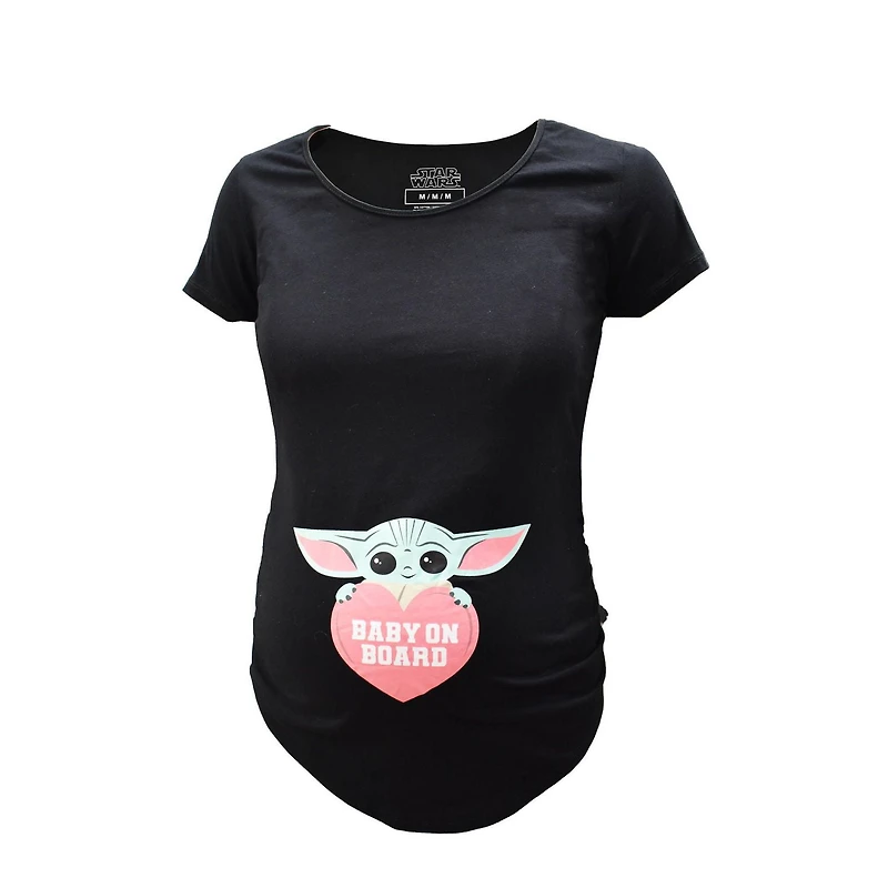 Haut à manches courtes Star Wars Mandalorian Baby On Board de maternité pour femmes