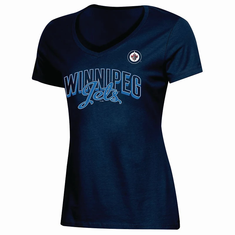 NHL Ladies Winnipeg Jets V Neck short Sleeve Classic Fit T-Shirt