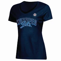 NHL Ladies Winnipeg Jets V Neck short Sleeve Classic Fit T-Shirt