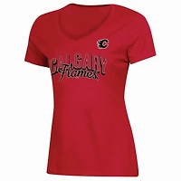 NHL Ladies Clagary Flames V Neck short Sleeve Classic Fit T-Shirt