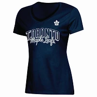 T-shirt classique Leafs de Toronto de la LNH à col en V et à manches courtes pour femmes