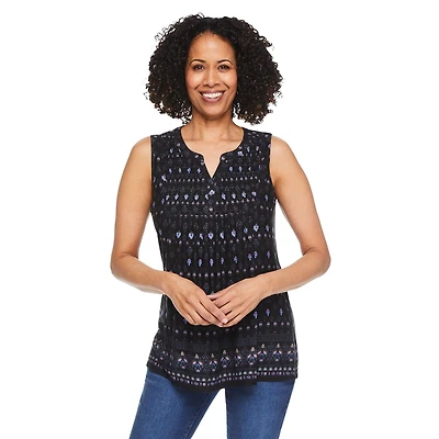 Haut en tricot imprimé sans manches Iyla pour femmes Tailles P-TTG