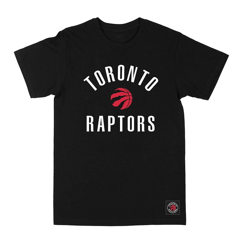 T-shirt noir à manches courtes avec texte Arc des Raptors de Toronto sous licence officielle NBA Taille P-TG