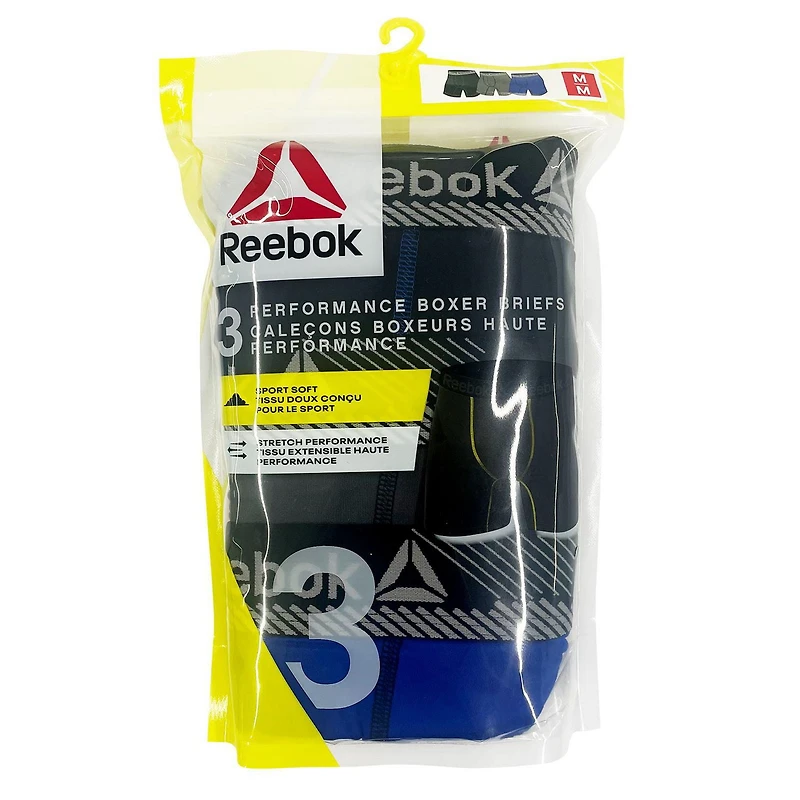 Reebok 3 Performance Boxer Briefs, Size S-XL