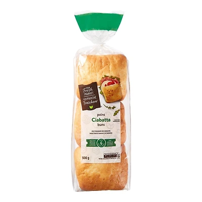 Petits Pains Ciabatta Mon marché fraîcheur 6 morceaux, 500 g