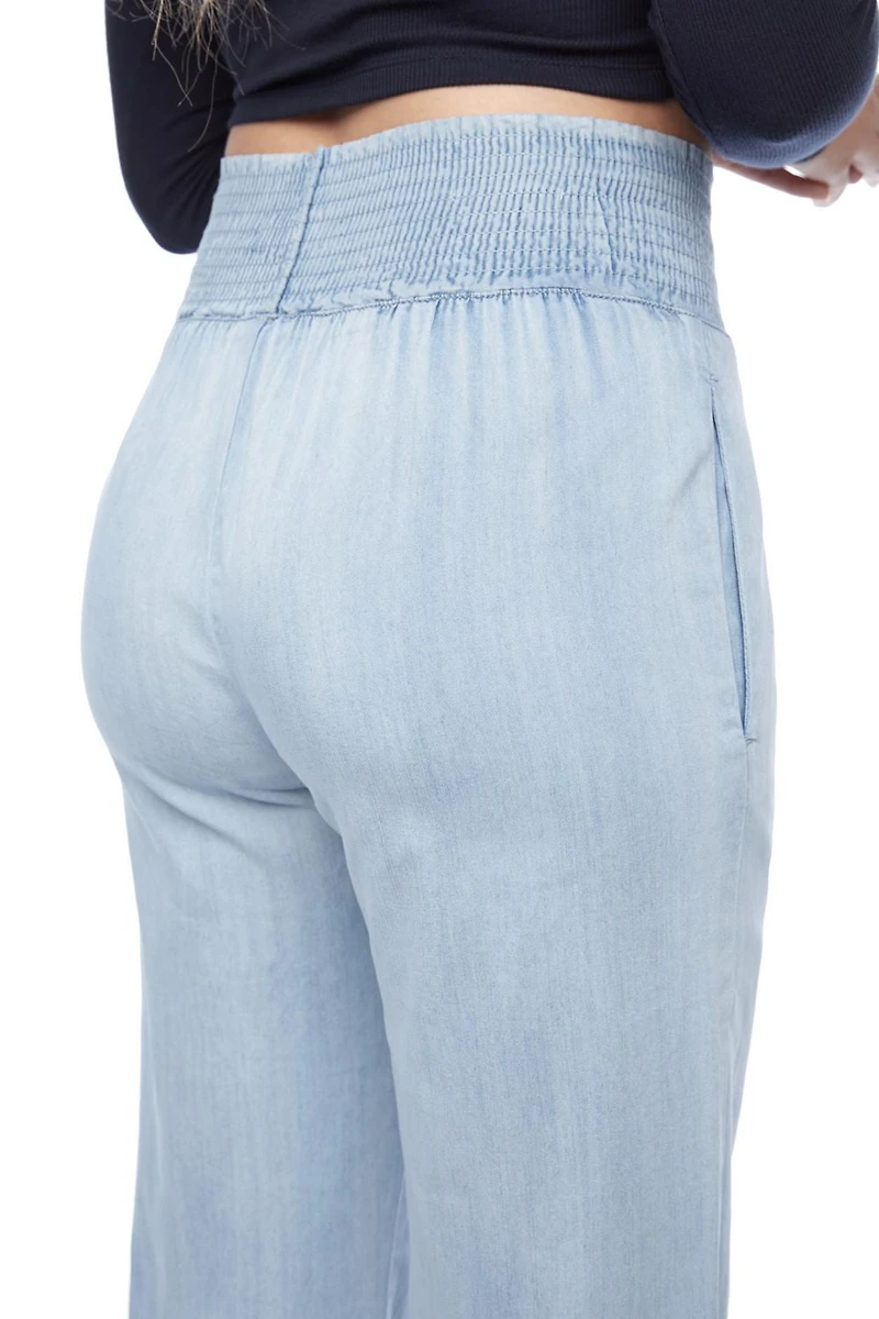 Jeaniologie ™ Ladies’ High Rise Smocked Waist Pull-on Wide Leg Pant, Size S-XXL