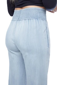 Jeaniologie ™ Ladies’ High Rise Smocked Waist Pull-on Wide Leg Pant, Size S-XXL