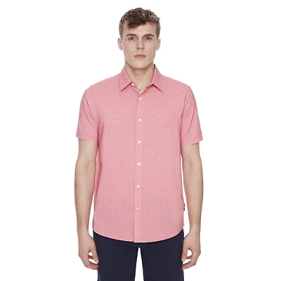 Dark Black Men's Short-Sleeve Button-Down Shirt, Sizes S-XXL