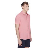 Dark Black Men's Short-Sleeve Button-Down Shirt, Sizes S-XXL