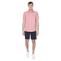 Dark Black Men's Short-Sleeve Button-Down Shirt, Sizes S-XXL