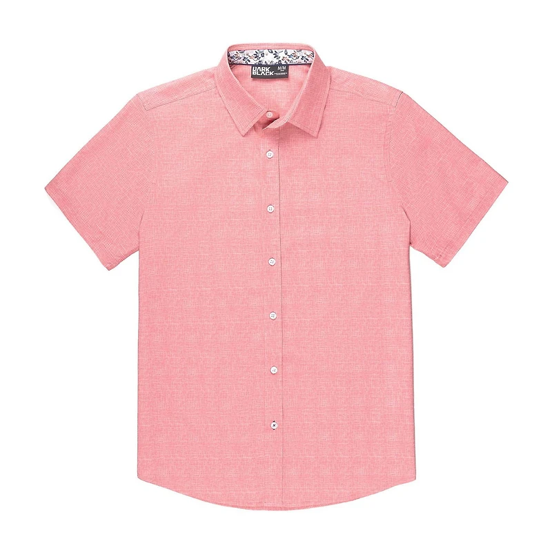 Dark Black Men's Short-Sleeve Button-Down Shirt, Sizes S-XXL