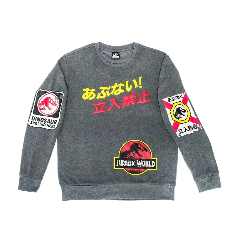 Men's Jurassic World Beware Signs Long Sleeve Sweatshirt