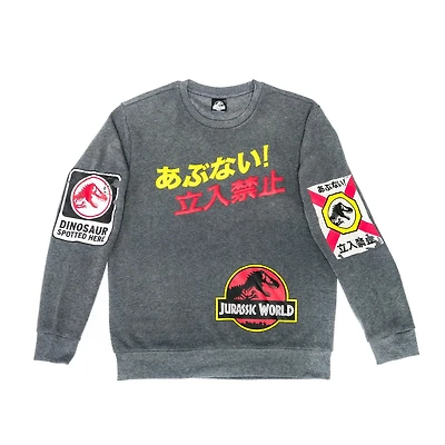 Men's Jurassic World Beware Signs Long Sleeve Sweatshirt