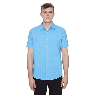 Dark Black Men's Short-Sleeve Button-Down Shirt