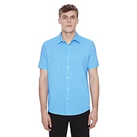 Dark Black Men's Short-Sleeve Button-Down Shirt