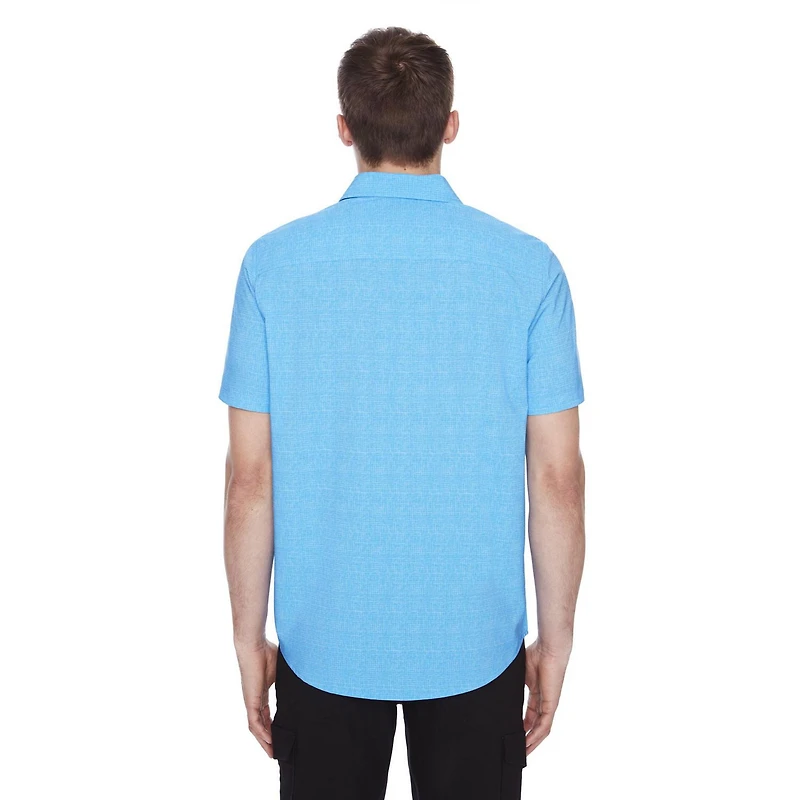 Dark Black Men's Short-Sleeve Button-Down Shirt