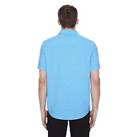 Dark Black Men's Short-Sleeve Button-Down Shirt