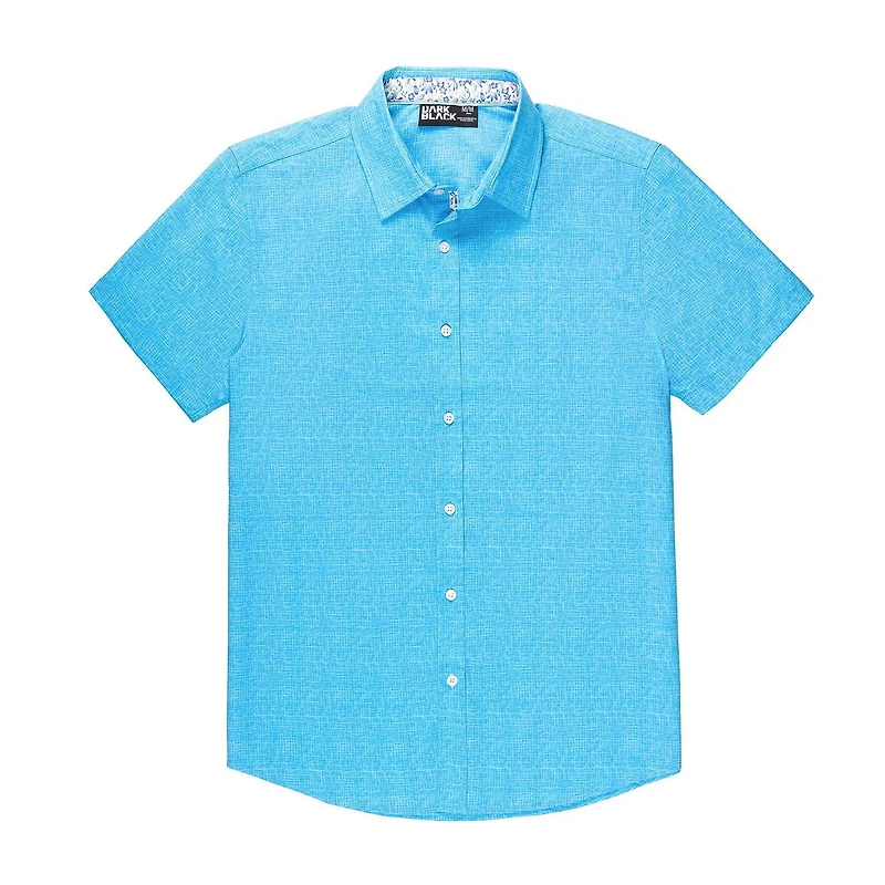 Dark Black Men's Short-Sleeve Button-Down Shirt