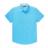 Dark Black Men's Short-Sleeve Button-Down Shirt