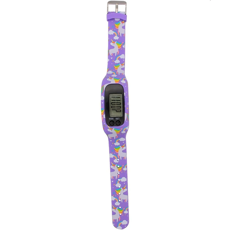 Montre Podomètre Numérique pour Enfants – Motif Licorne & Arc-en-Ciel (Violet) Podomètre pour enfants