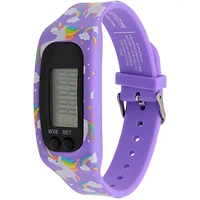 Montre Podomètre Numérique pour Enfants – Motif Licorne & Arc-en-Ciel (Violet) Podomètre pour enfants